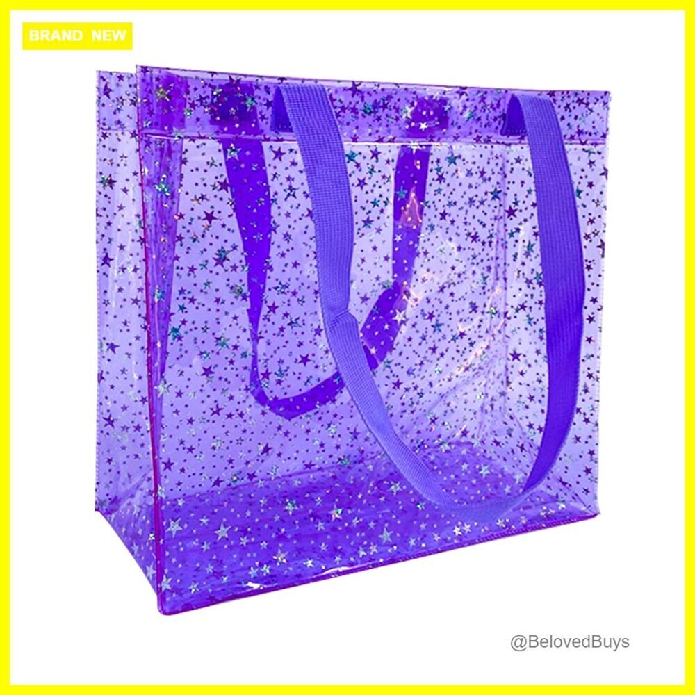 Clear PVC Tote Bag with Star Print, Waterproof Shoulder Bag for Work Travel